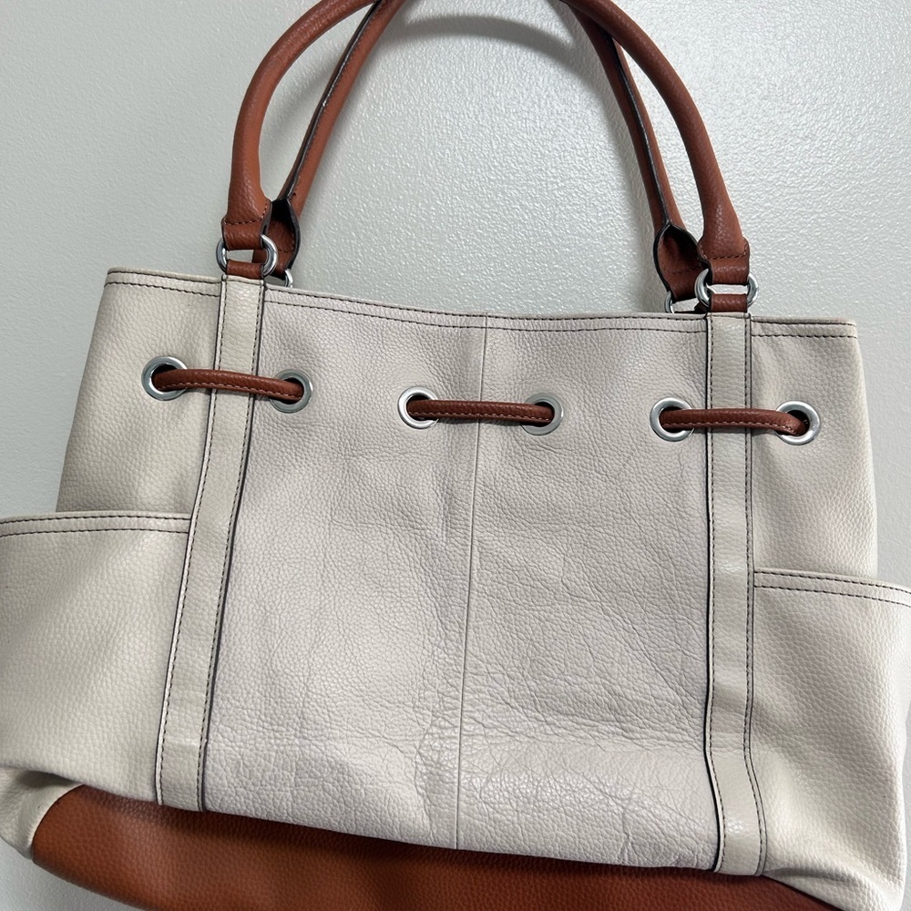 Tingnanello Cream and Brown Women's Tote Bag - Picture 6 of 6